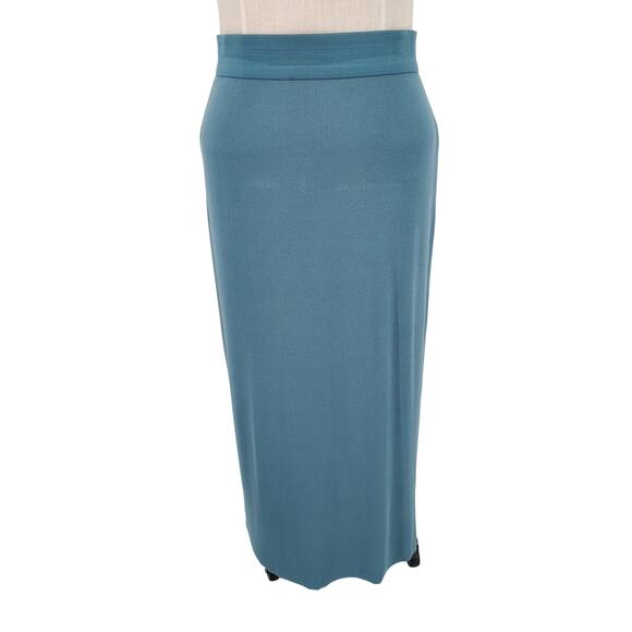 Sweet Romeo Womens Medium Casual Midi Ribbed Skirt Blue Pre-Owned - Picture 1 of 6